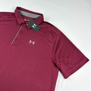 Under Armour Shirt Mens 2XL Red Tech Polo Golf Performance Stretch NEW